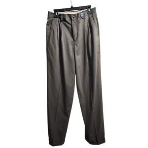 Claiborne Men's Classic Pleated Dress Pants Gray Formal Trousers 32/34